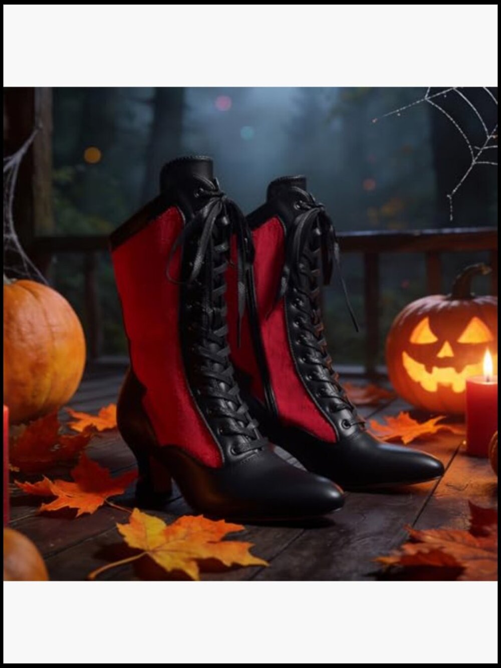 Victorian Medieval Mid-Calf Boots Lace Up Side Zipper Kitten Heels Cosplay Shoes - Picture 5 of 7